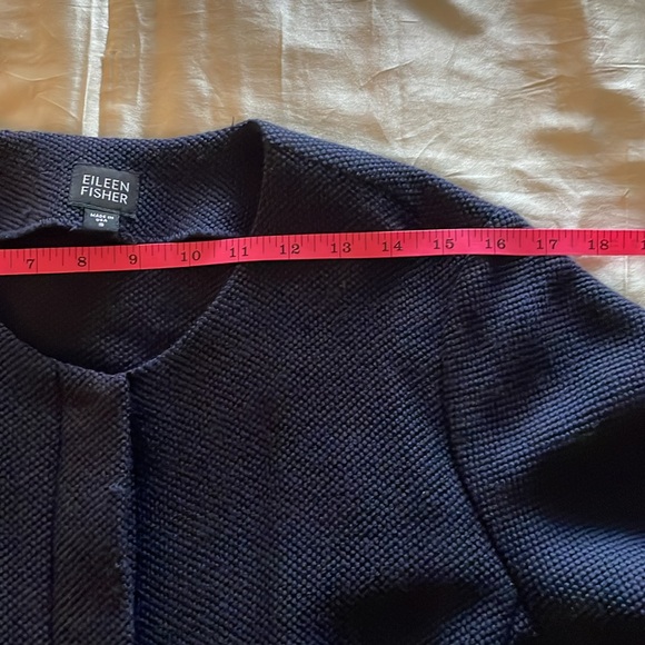 Eileen Fisher: Navy Waffle Weave Jacket with snap closure - Picture 9 of 10